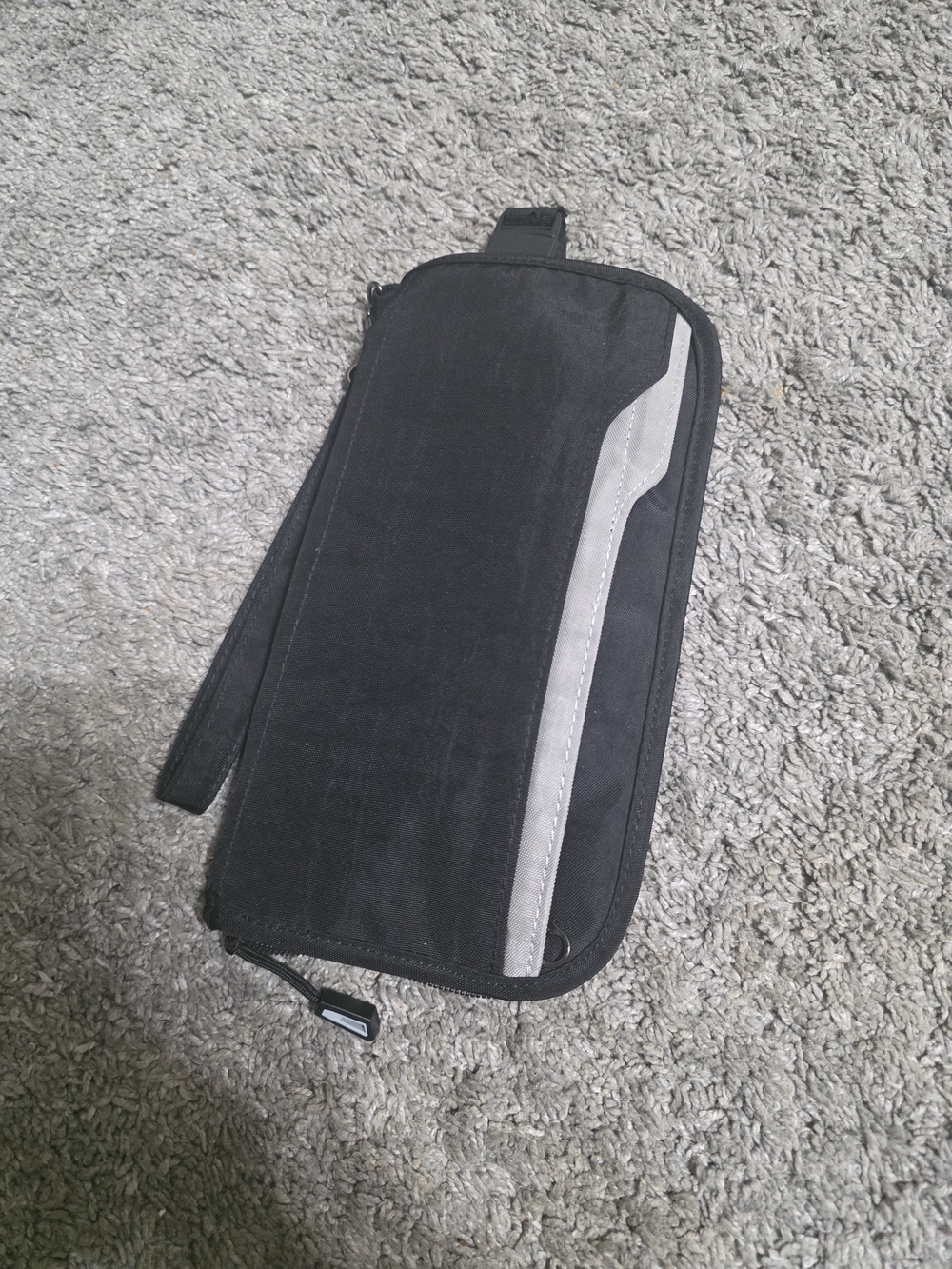 Black Travel Document & Accessories Organizer with Reflective Trim